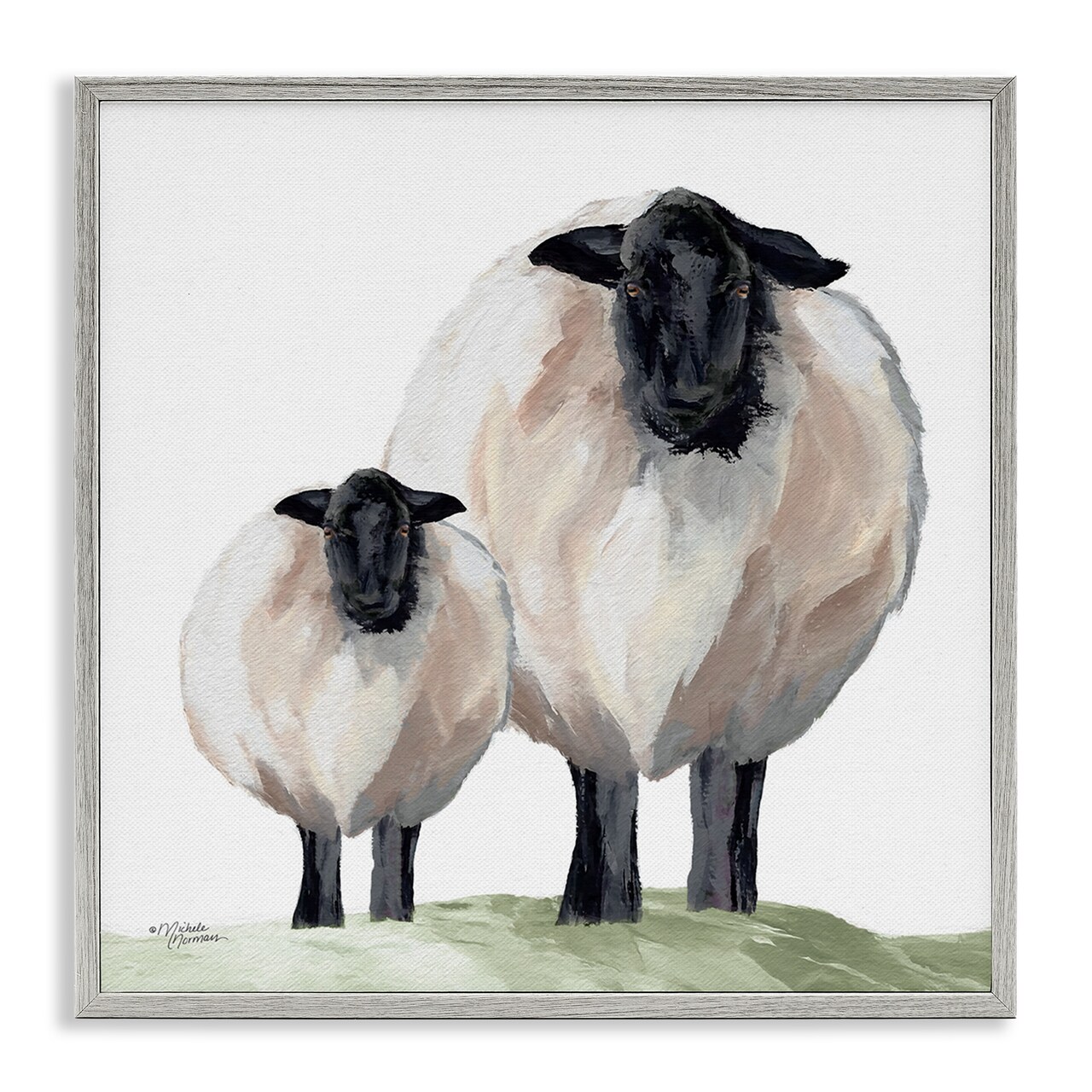 Stupell Industries Sheep And Lamb Portrait Framed Giclee, design by Michele Norman